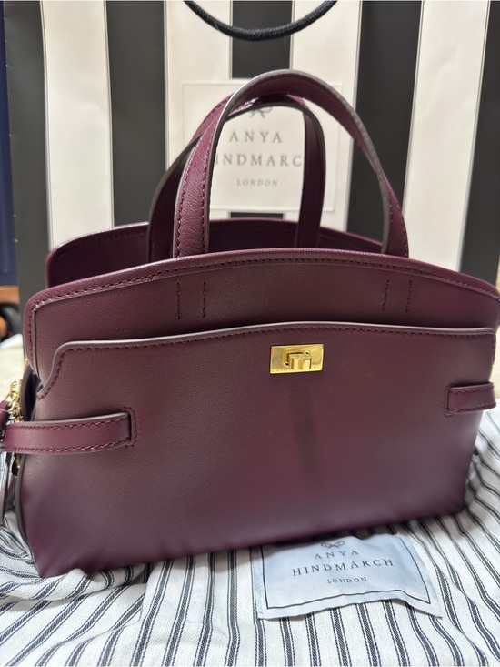 Anya Hindmarch Handbags - Anya Hindmarch Plum Leather Structured Top-Handle Satchel
